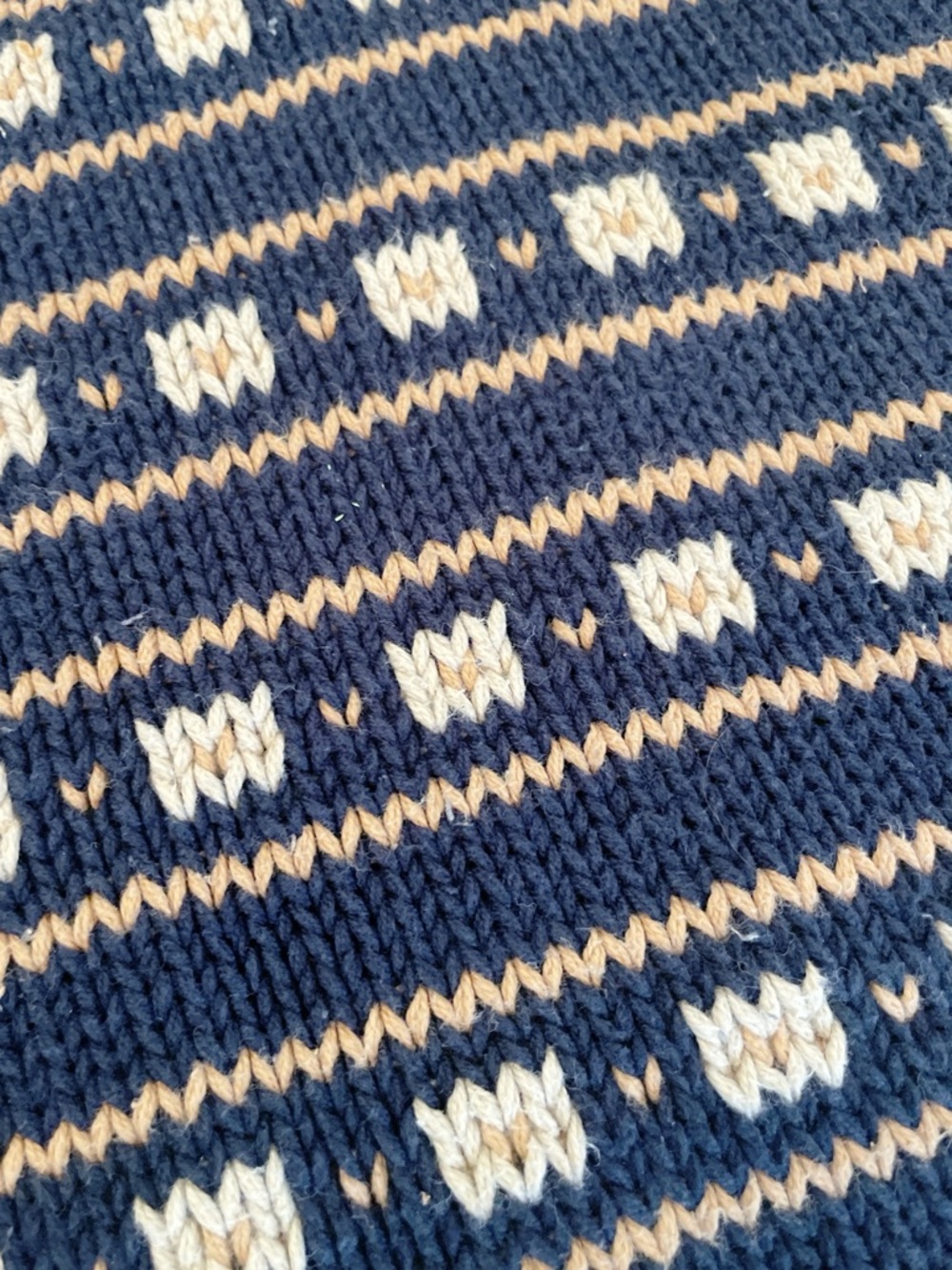Vintage Eddie Bauer Men’s Fair Isle Nordic Cotton Sweater Navy Cream Size Medium - Picture 6 of 9